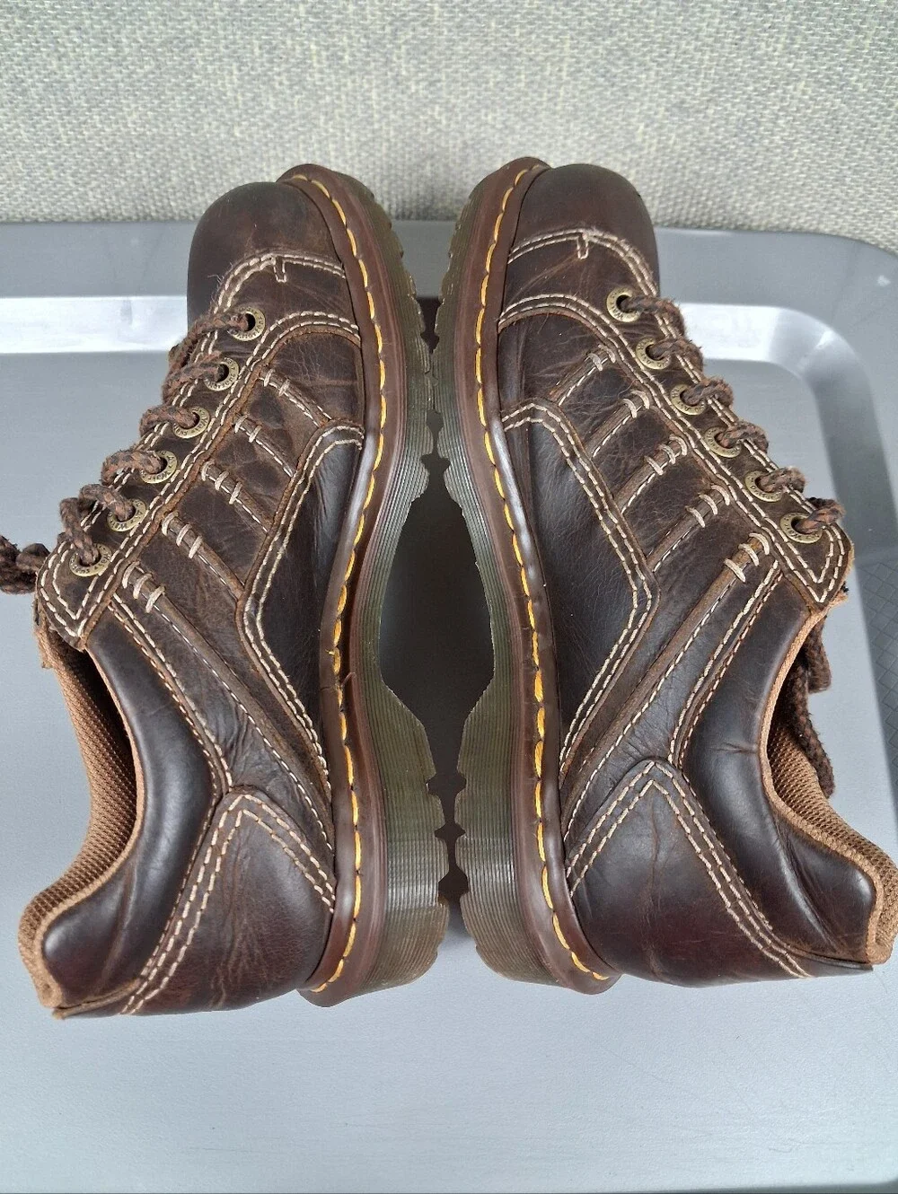 Dr. Martens Keith Shoes Size 9 Brown Vintage Chunky Leather 6-Eyelet Y2K Oxford